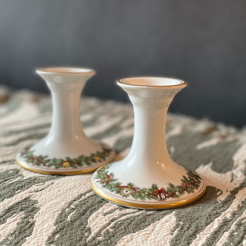 RARE FIND! Vintage 1978 Fitz and Floyd St Nicholas Christmas Candlestick Holders
